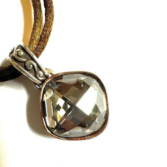 Brighton Venus Rising Taupe Champagne Swarovski Crystal Brown Satin Necklace - Picture 9 of 9